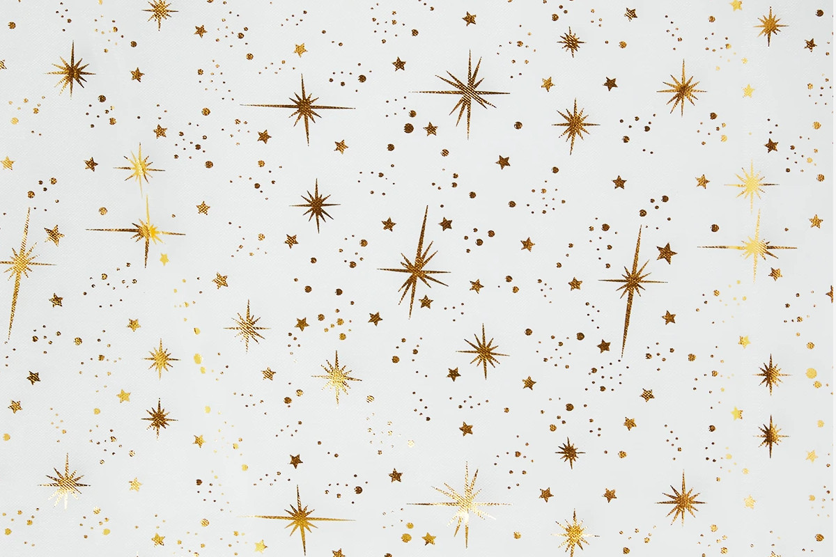 Tovaglia bianca con stelle dorate