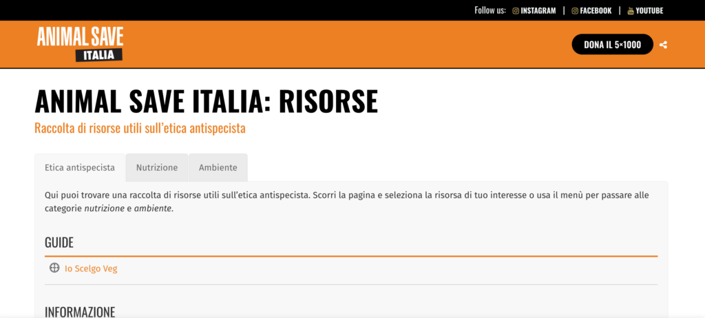 Homepage di Animal Save Italia
