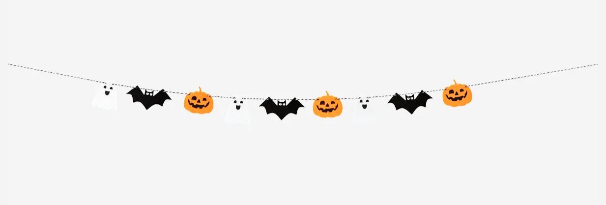Ghirlanda di Halloween 2022 con zucche, pipistrelli, fantasmi