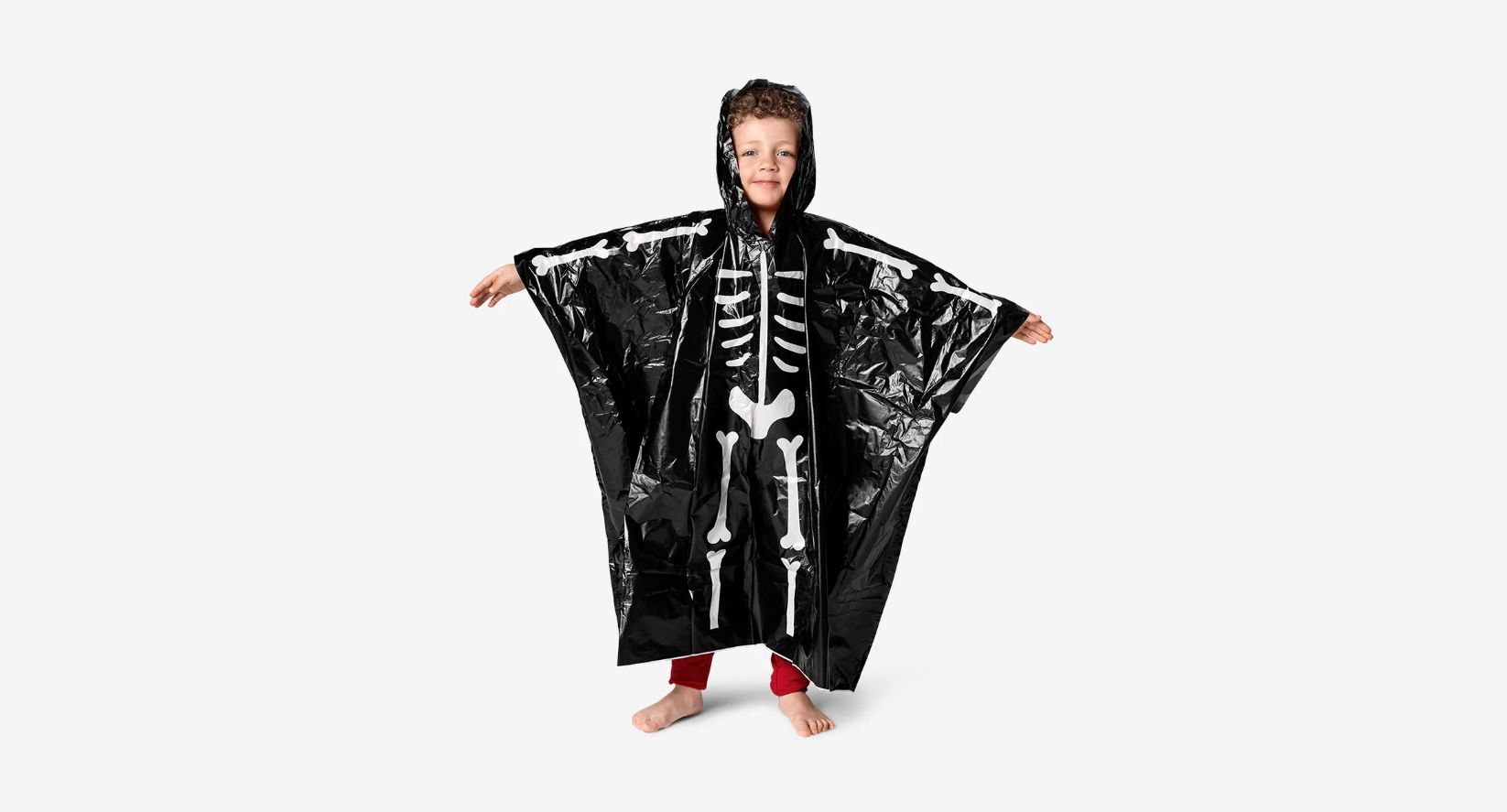 poncho impermeabile per bambini a forma di scheletro