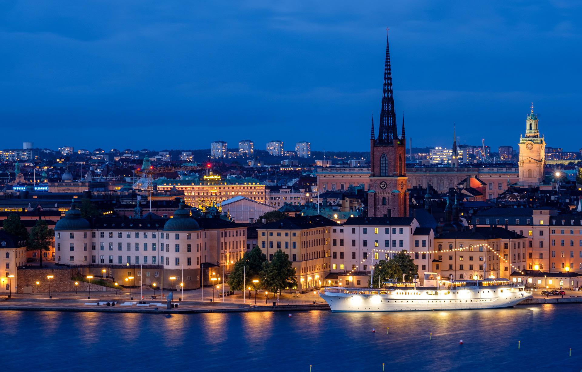 Panorama notturno di Stoccolma