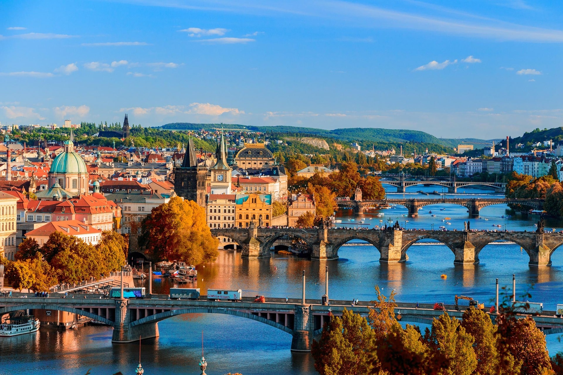 Vista sul fiume Moldava a Praga