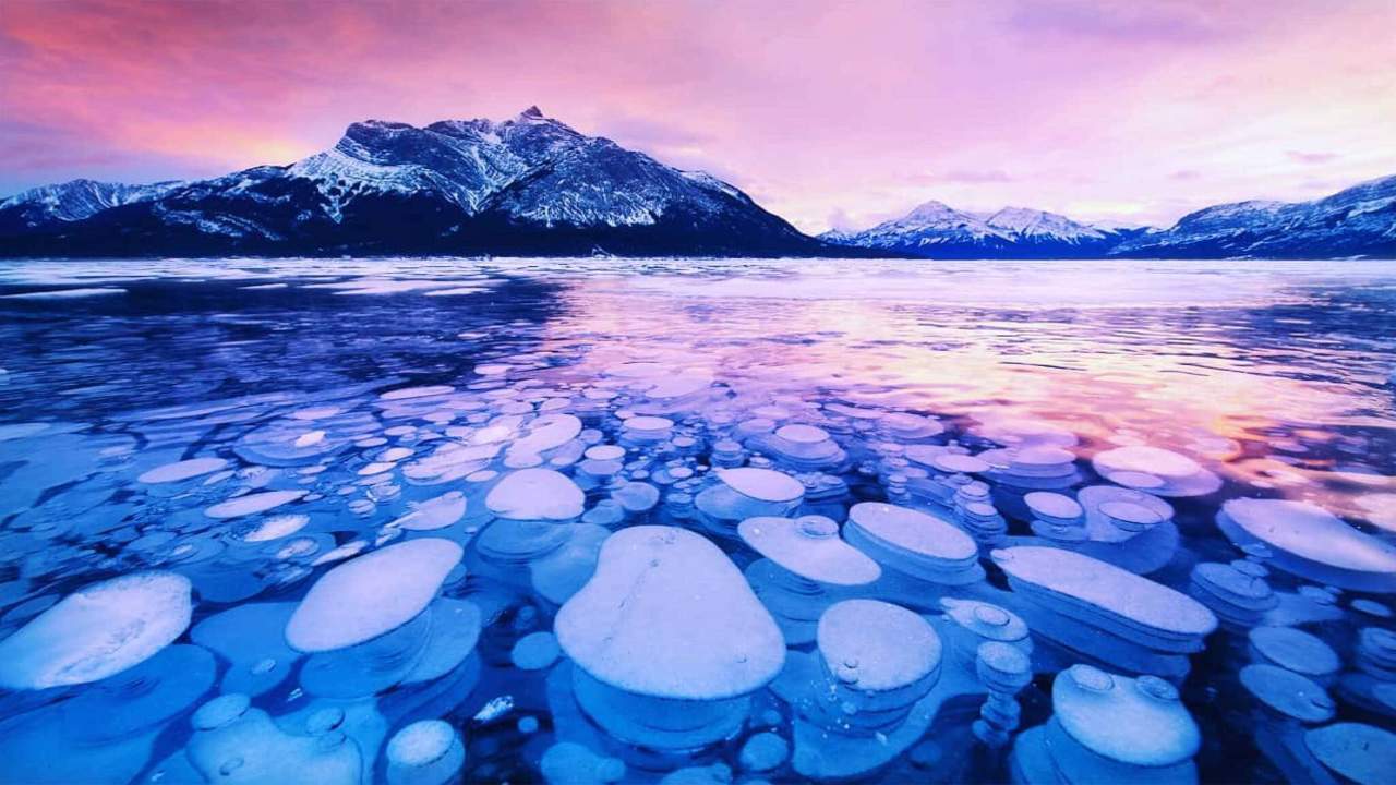L'Abraham Lake e le sue bolle di metano ghiacciate
