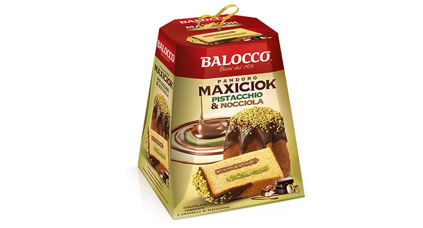 Pandoro Balocco Maxiciok a pistacchio e nocciola