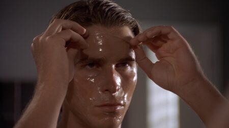 Primissimo piano di Christian Bale in American Psycho