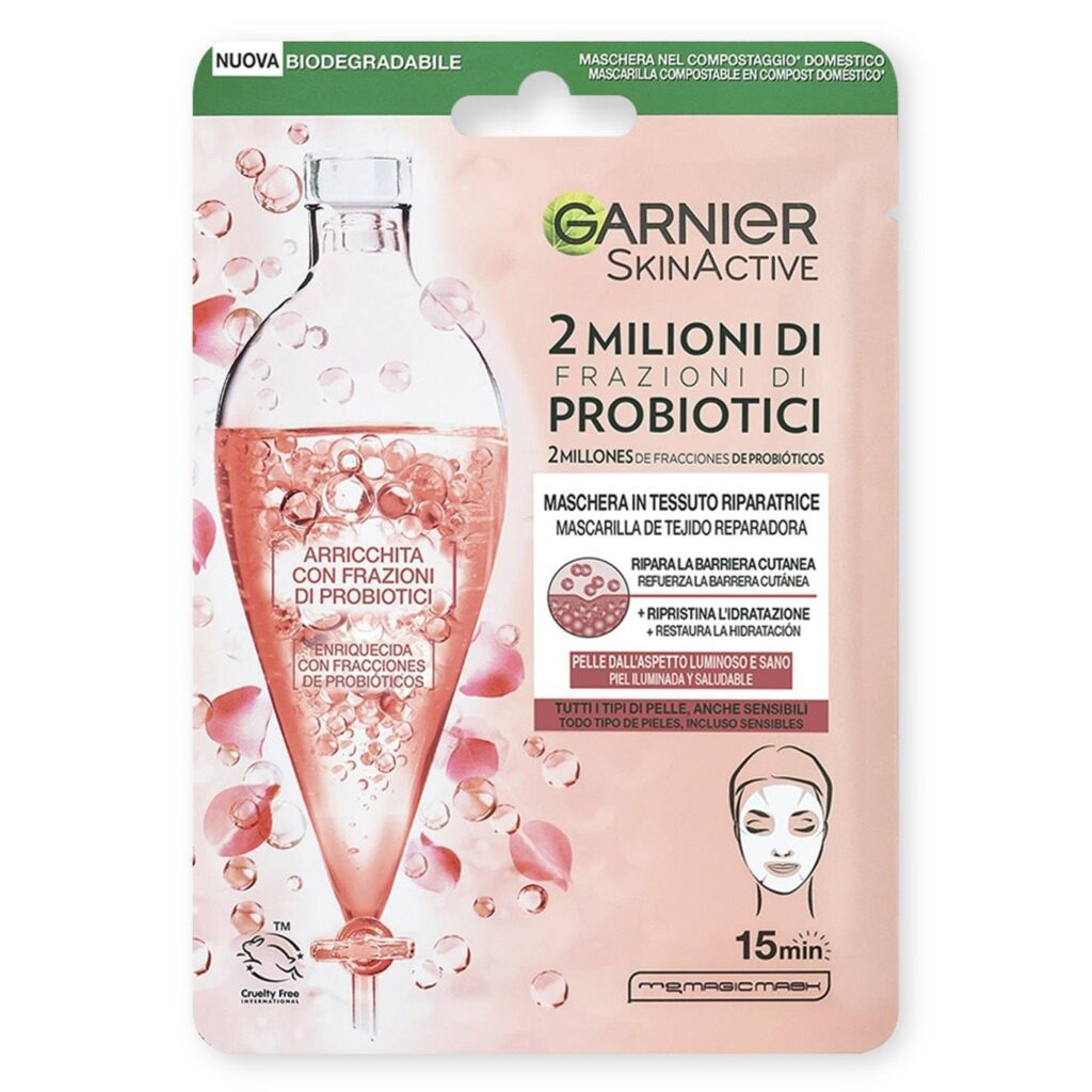 Garnier Skin Active - Maschera in Tessuto Arricchita con 2 Milioni di Frazioni di Probiotici
