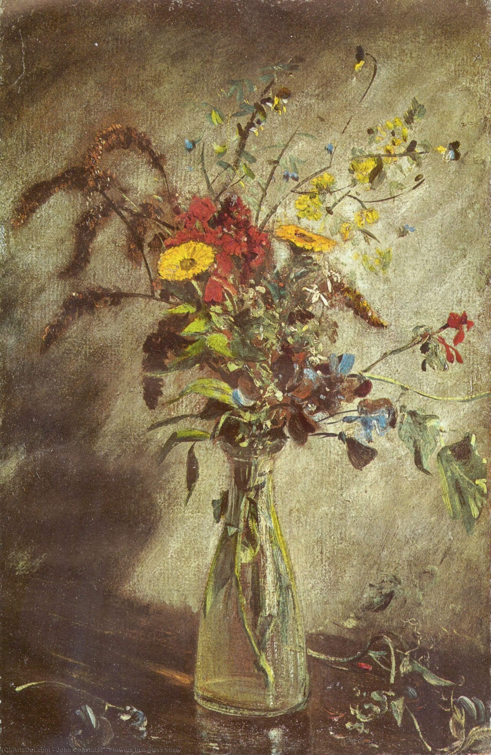 Fiori in un vaso di vetro - John Constable