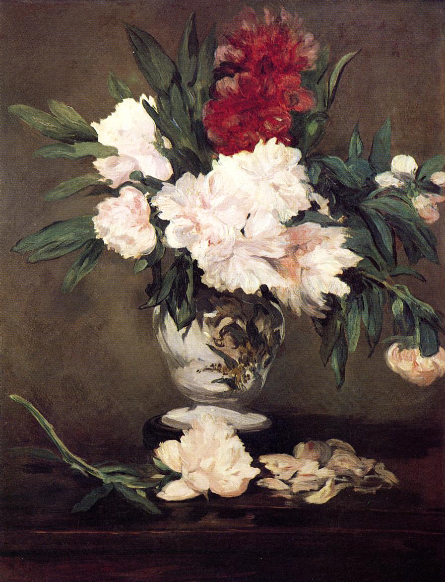 Vaso di peonie su un piedistallo - Édouard Manet