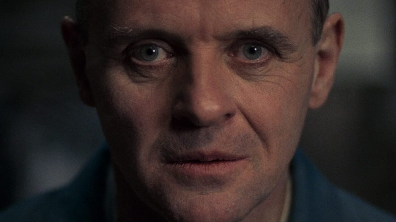 Primissimo piano di Anthony Hopkins ne Il silenzio degli innocenti